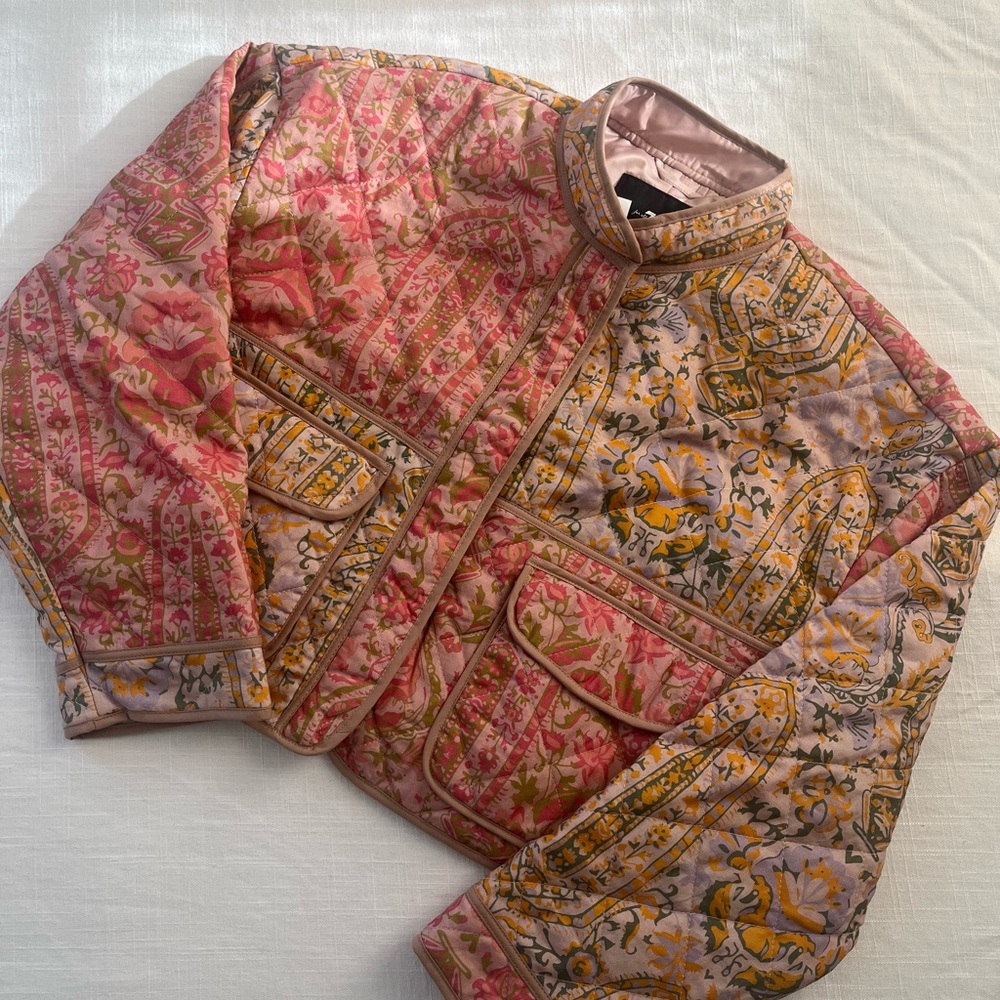 7 For All Mankind Quilted Multicolor Patchwork Jacket Size M
